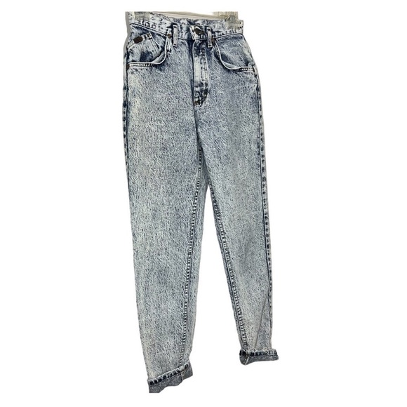 Vintage Denim - Vintage 1980s USA Acid Wash Frosted High Waist Tapered Leg Mom Jeans sz 26x 31